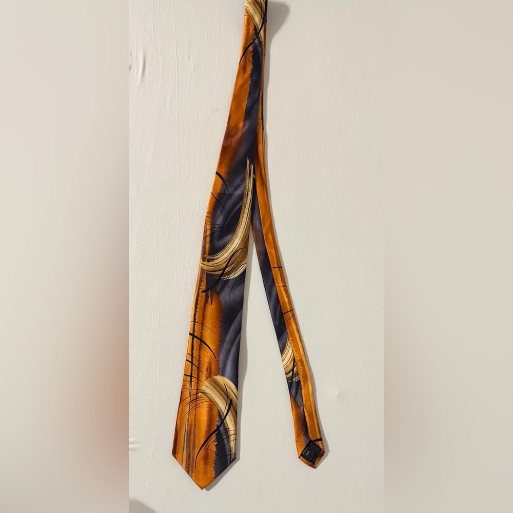 J. Garcia Vibrant Silk Tie in Orange and Black